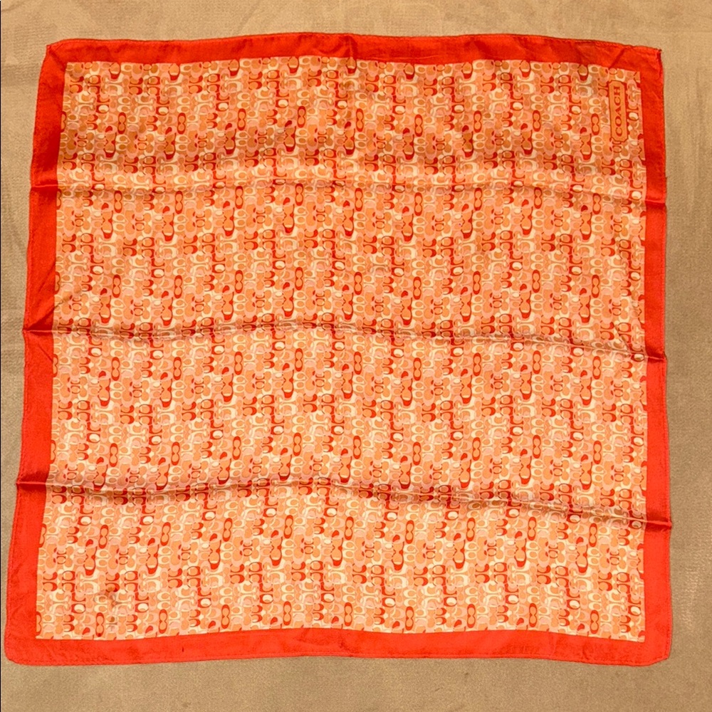 Coach Red and Cream Logo Scarf
